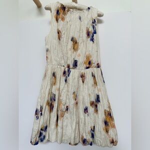 Jason Wu Cream linen Dress with Blue and Orange Floral abstracts